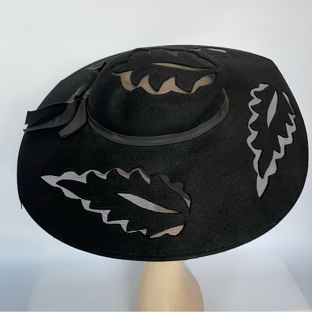 Vintage Wide Brim Hat Lace Cut Out - Picture 8 of 12